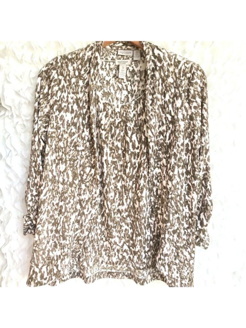 Chico's Easywear Twin 2 PC Set Jacket Size 0/1 Shell Slinky Leopard Brown Pink - Picture 5 of 12